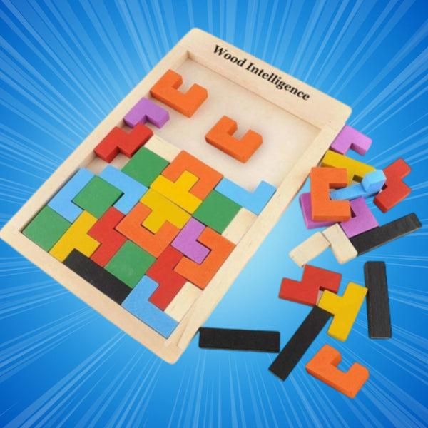 Wooden Blocks Puzzle Brain Teasers Toy Tangram Jigsaw Intelligence Colorful 3D Russian Blocks Game STEM Montessori Educational Gift for Kids
